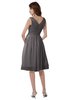 ColsBM Alexis Ridge Grey Simple A-line V-neck Zipper Knee Length Ruching Party Dresses