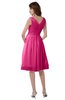 ColsBM Alexis Rose Pink Simple A-line V-neck Zipper Knee Length Ruching Party Dresses