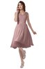 ColsBM Alexis Silver Pink Simple A-line V-neck Zipper Knee Length Ruching Party Dresses