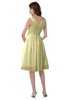 ColsBM Alexis Soft Yellow Simple A-line V-neck Zipper Knee Length Ruching Party Dresses