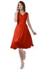 ColsBM Alexis Tangerine Tango Simple A-line V-neck Zipper Knee Length Ruching Party Dresses