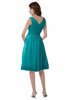 ColsBM Alexis Teal Simple A-line V-neck Zipper Knee Length Ruching Party Dresses