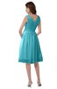 ColsBM Alexis Turquoise Simple A-line V-neck Zipper Knee Length Ruching Party Dresses
