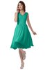 ColsBM Alexis Viridian Green Simple A-line V-neck Zipper Knee Length Ruching Party Dresses