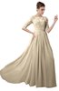 ColsBM Emily Champagne Casual A-line Sabrina Elbow Length Sleeve Backless Beaded Bridesmaid Dresses