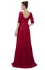 ColsBM Emily Dark Red Casual A-line Sabrina Elbow Length Sleeve Backless Beaded Bridesmaid Dresses