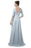 ColsBM Emily Illusion Blue Casual A-line Sabrina Elbow Length Sleeve Backless Beaded Bridesmaid Dresses