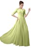 ColsBM Emily Lime Green Casual A-line Sabrina Elbow Length Sleeve Backless Beaded Bridesmaid Dresses