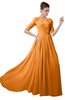 ColsBM Emily Orange Casual A-line Sabrina Elbow Length Sleeve Backless Beaded Bridesmaid Dresses