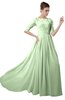 ColsBM Emily Pale Green Casual A-line Sabrina Elbow Length Sleeve Backless Beaded Bridesmaid Dresses