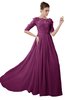 ColsBM Emily Raspberry Casual A-line Sabrina Elbow Length Sleeve Backless Beaded Bridesmaid Dresses