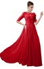 ColsBM Emily Red Casual A-line Sabrina Elbow Length Sleeve Backless Beaded Bridesmaid Dresses