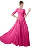 ColsBM Emily Rose Pink Casual A-line Sabrina Elbow Length Sleeve Backless Beaded Bridesmaid Dresses