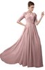 ColsBM Emily Silver Pink Casual A-line Sabrina Elbow Length Sleeve Backless Beaded Bridesmaid Dresses