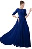 ColsBM Emily Sodalite Blue Casual A-line Sabrina Elbow Length Sleeve Backless Beaded Bridesmaid Dresses