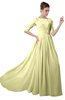 ColsBM Emily Wax Yellow Casual A-line Sabrina Elbow Length Sleeve Backless Beaded Bridesmaid Dresses