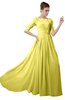 ColsBM Emily Yellow Iris Casual A-line Sabrina Elbow Length Sleeve Backless Beaded Bridesmaid Dresses