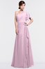 ColsBM Louisa Baby Pink Simple A-line Short Sleeve Half Backless Floor Length Ruffles Bridesmaid Dresses