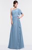 ColsBM Louisa Dusty Blue Simple A-line Short Sleeve Half Backless Floor Length Ruffles Bridesmaid Dresses