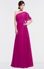 ColsBM Louisa Hot Pink Simple A-line Short Sleeve Half Backless Floor Length Ruffles Bridesmaid Dresses