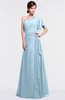 ColsBM Louisa Ice Blue Simple A-line Short Sleeve Half Backless Floor Length Ruffles Bridesmaid Dresses