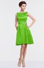 ColsBM Gloria Classic Green Plain A-line Sleeveless Satin Knee Length Graduation Dresses