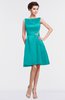 ColsBM Gloria Viridian Green Plain A-line Sleeveless Satin Knee Length Graduation Dresses