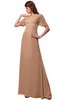 ColsBM Alaia Almost Apricot Modest Short Sleeve Chiffon Floor Length Beading Bridesmaid Dresses