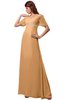 ColsBM Alaia Apricot Modest Short Sleeve Chiffon Floor Length Beading Bridesmaid Dresses