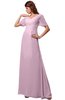 ColsBM Alaia Baby Pink Modest Short Sleeve Chiffon Floor Length Beading Bridesmaid Dresses