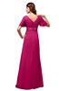 ColsBM Alaia Beetroot Purple Modest Short Sleeve Chiffon Floor Length Beading Bridesmaid Dresses