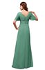 ColsBM Alaia Beryl Green Modest Short Sleeve Chiffon Floor Length Beading Bridesmaid Dresses