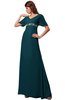 ColsBM Alaia Blue Green Modest Short Sleeve Chiffon Floor Length Beading Bridesmaid Dresses