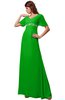 ColsBM Alaia Classic Green Modest Short Sleeve Chiffon Floor Length Beading Bridesmaid Dresses