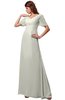 ColsBM Alaia Cream Modest Short Sleeve Chiffon Floor Length Beading Bridesmaid Dresses