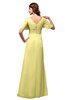 ColsBM Alaia Daffodil Modest Short Sleeve Chiffon Floor Length Beading Bridesmaid Dresses