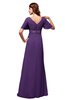 ColsBM Alaia Dark Purple Modest Short Sleeve Chiffon Floor Length Beading Bridesmaid Dresses