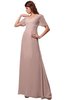 ColsBM Alaia Dusty Rose Modest Short Sleeve Chiffon Floor Length Beading Bridesmaid Dresses