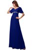 ColsBM Alaia Electric Blue Modest Short Sleeve Chiffon Floor Length Beading Bridesmaid Dresses