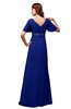 ColsBM Alaia Electric Blue Modest Short Sleeve Chiffon Floor Length Beading Bridesmaid Dresses