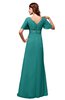 ColsBM Alaia Emerald Green Modest Short Sleeve Chiffon Floor Length Beading Bridesmaid Dresses