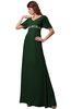 ColsBM Alaia Hunter Green Modest Short Sleeve Chiffon Floor Length Beading Bridesmaid Dresses