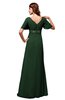 ColsBM Alaia Hunter Green Modest Short Sleeve Chiffon Floor Length Beading Bridesmaid Dresses