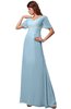 ColsBM Alaia Ice Blue Modest Short Sleeve Chiffon Floor Length Beading Bridesmaid Dresses