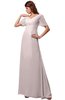 ColsBM Alaia Light Pink Modest Short Sleeve Chiffon Floor Length Beading Bridesmaid Dresses