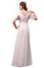 ColsBM Alaia Light Pink Modest Short Sleeve Chiffon Floor Length Beading Bridesmaid Dresses