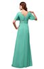 ColsBM Alaia Mint Green Modest Short Sleeve Chiffon Floor Length Beading Bridesmaid Dresses