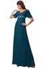 ColsBM Alaia Moroccan Blue Modest Short Sleeve Chiffon Floor Length Beading Bridesmaid Dresses