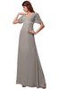 ColsBM Alaia Mushroom Modest Short Sleeve Chiffon Floor Length Beading Bridesmaid Dresses