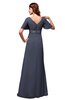 ColsBM Alaia Nightshadow Blue Modest Short Sleeve Chiffon Floor Length Beading Bridesmaid Dresses